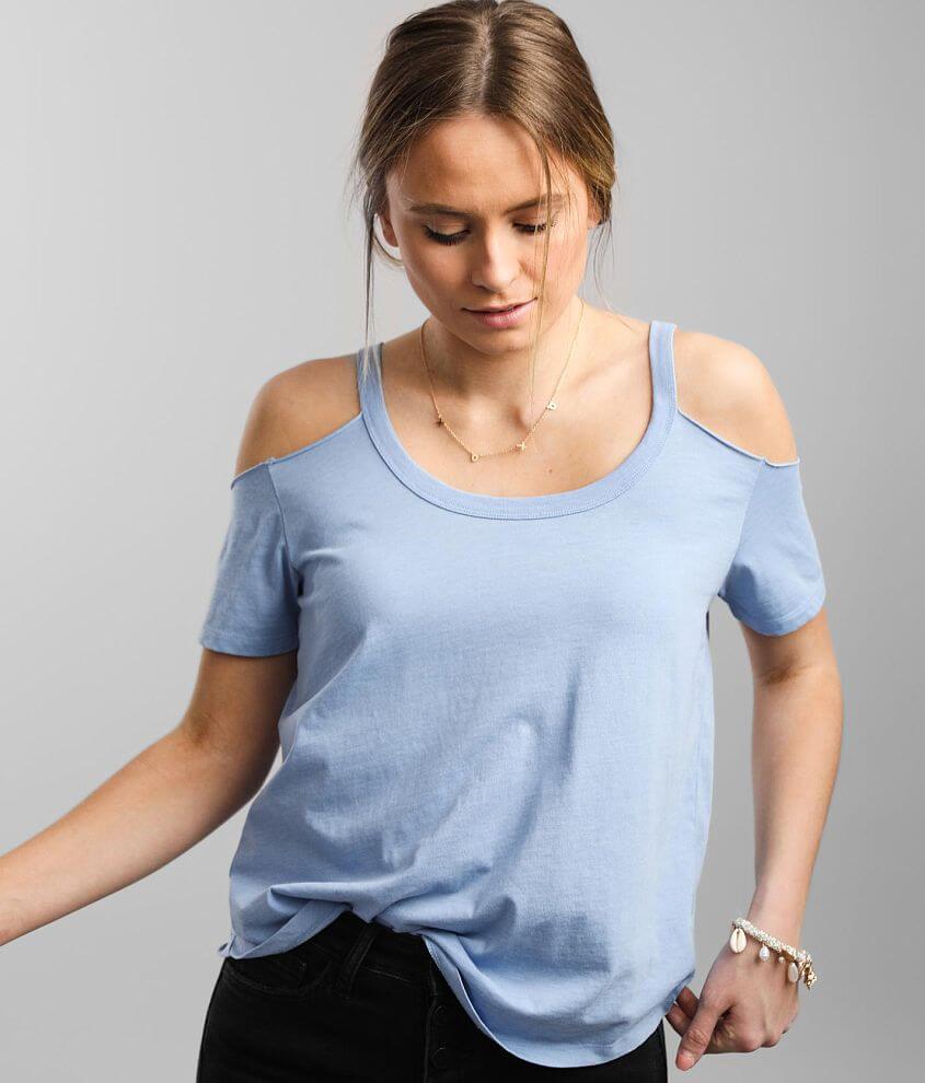 White cold shoulder cheap shirt