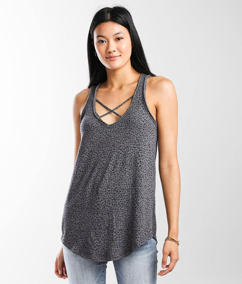 White Crow Lace-Up Racerback Tank Top front view