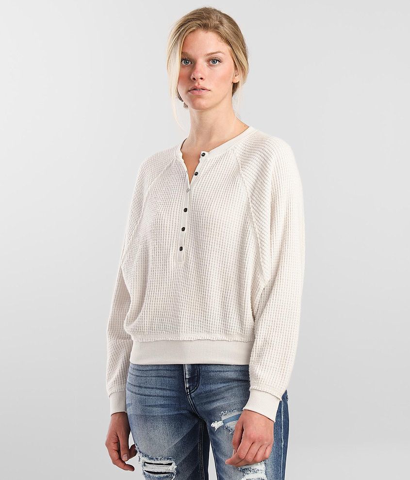 White Crow Rylee Thermal Henley Women's Shirts/Blouses in Sandstone