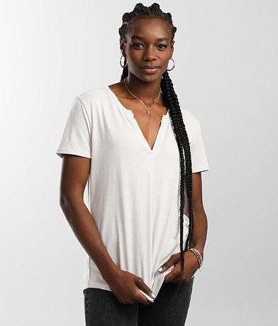 White Crow The Cut-Out V-Neck T-Shirt - Women's T-Shirts in White