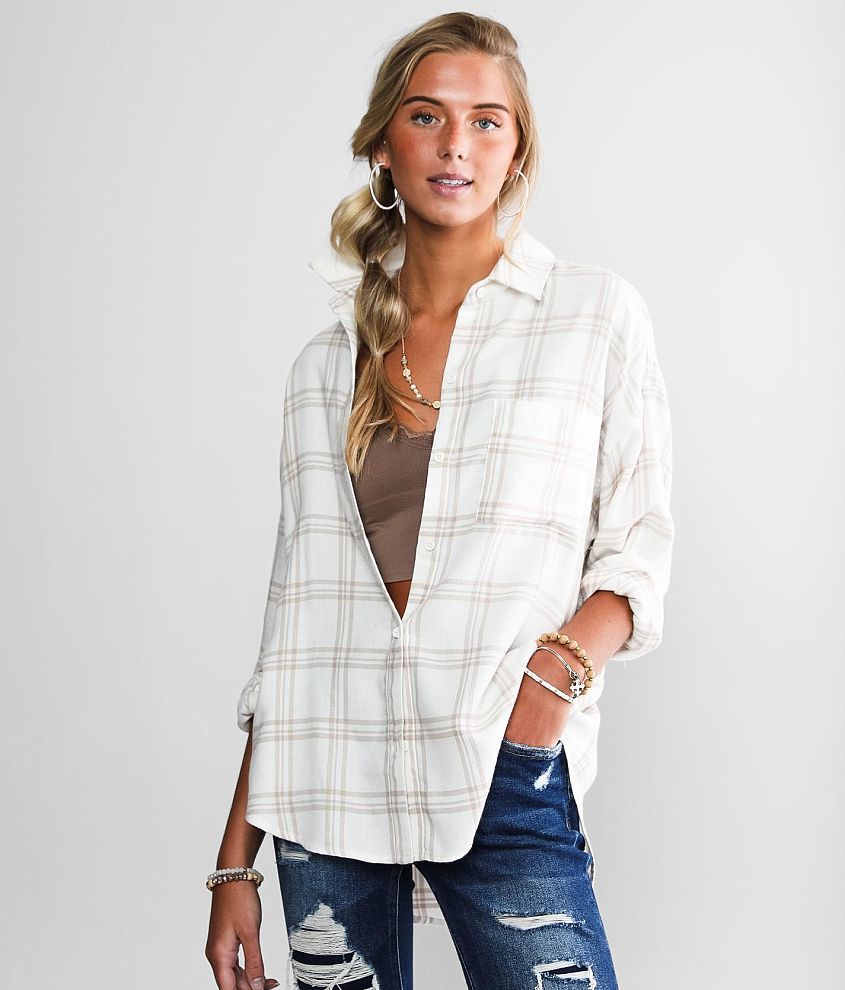 White Crow Brushed Plaid Shirt - Women's Shirts/Blouses in Sandstone ...