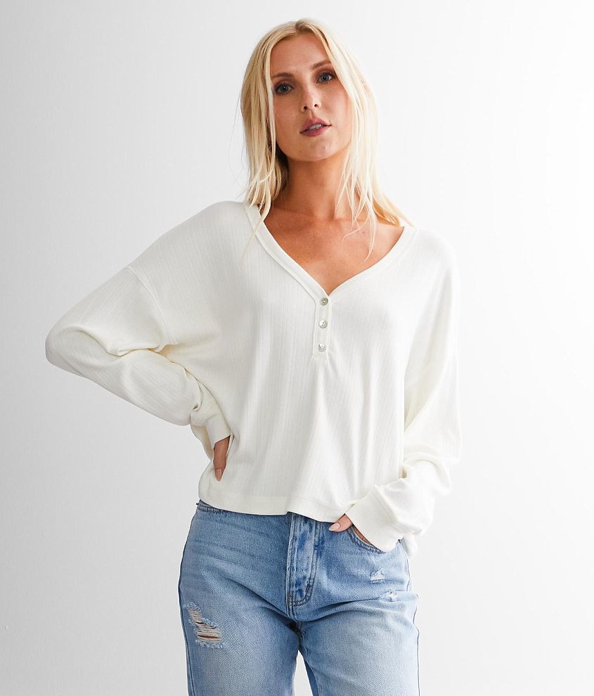 Z Supply Ginger Pointelle Henley - Women's Shirts/Blouses in Bone | Buckle