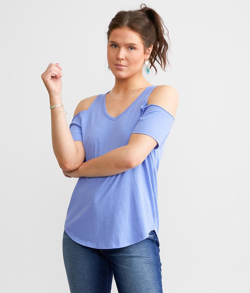 Buy AND Powder Blue Womens Cold Shoulder Top