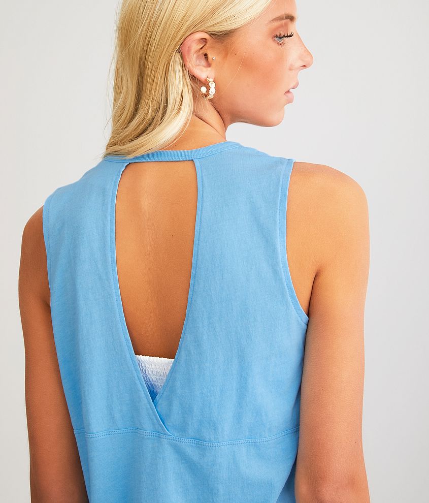 White Crow Glenda Open Back Tank Top - Women's Tank Tops in Crisp Blue