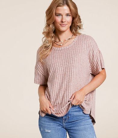 White Crow Ribbed Top front view