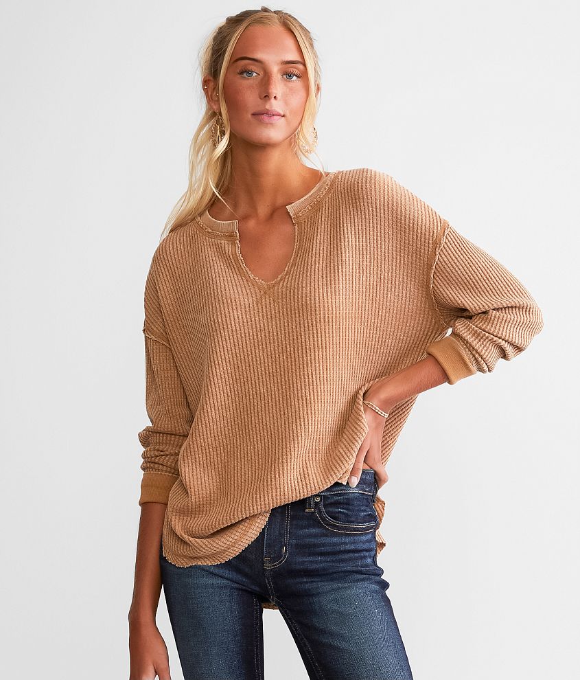 White Crow Shelly Waffle Knit Thermal Top - Women's Shirts/Blouses in  Spiced Rum