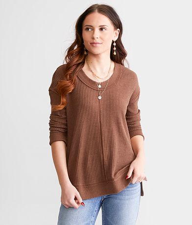 White Crow Charlie Waffle Knit Thermal Top front view