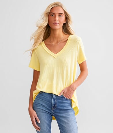 White Crow Callie Ribbed Top front view