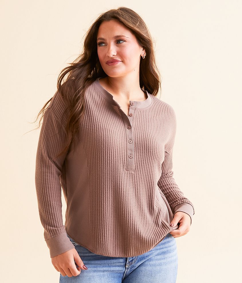 Ella Waffle Knit Henley