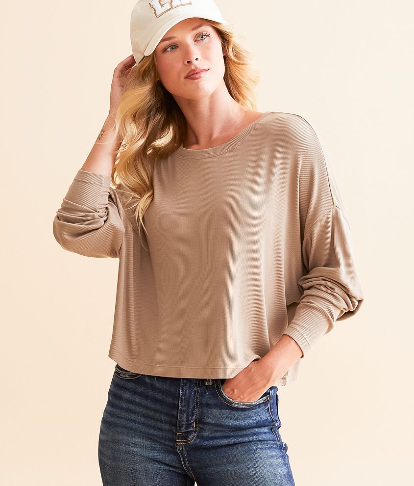 Z Supply Active Clarie Ribbed Knit Top front view