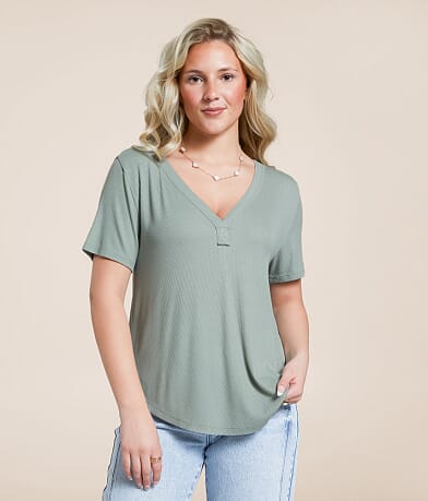 White Crow Ada Ribbed Top front view