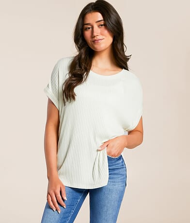 White Crow Zaine Ribbed Top front view