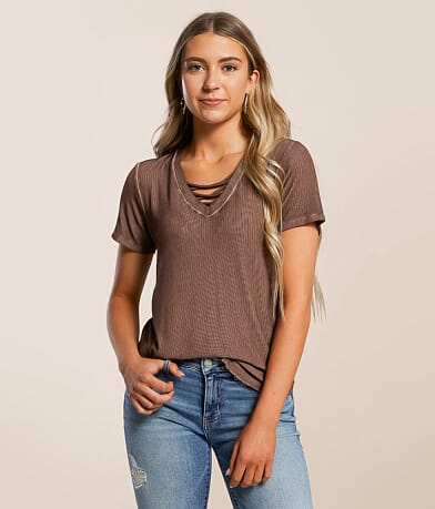 White Crow Clare Lace-Up Top front view