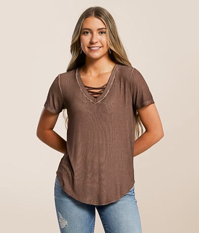 White Crow Clare Lace-Up Top full left side view