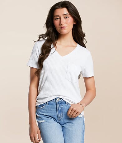 White Crow Silky Ribbed Knit Top front view
