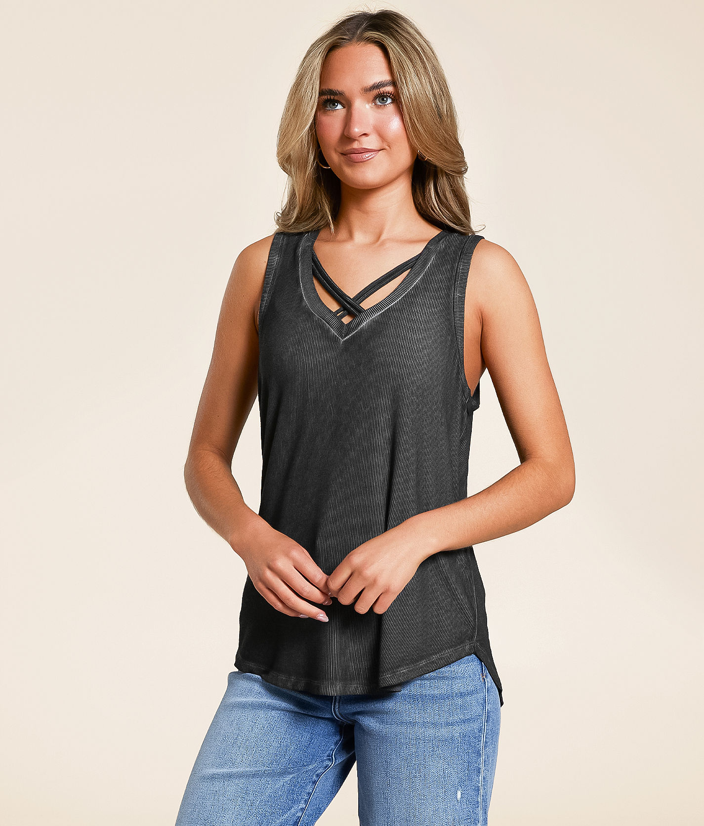 Cotton ribbon tank 黒 Cotton ribbon tank 黒 Cotton ribbon tank 黒 Cotton Knotted