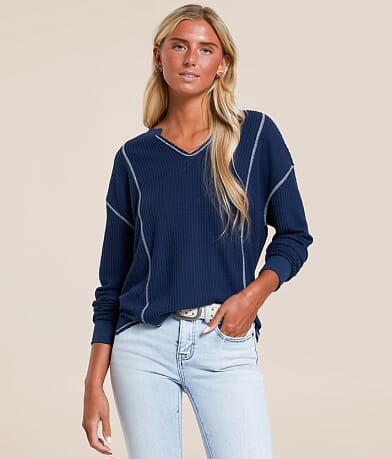White Crow Elliot Waffle Knit Top front view