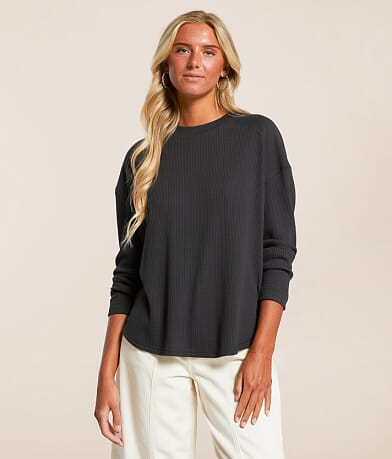 White Crow Lyla Waffle Knit Thermal Top front view