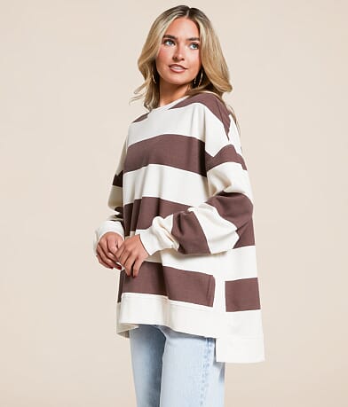 White Crow Piper Striped Pullover front view