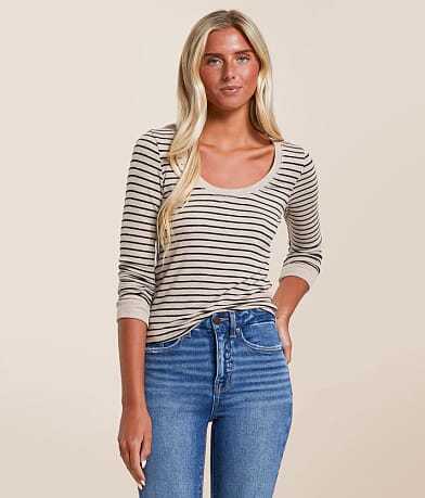 White Crow Striped Top front view