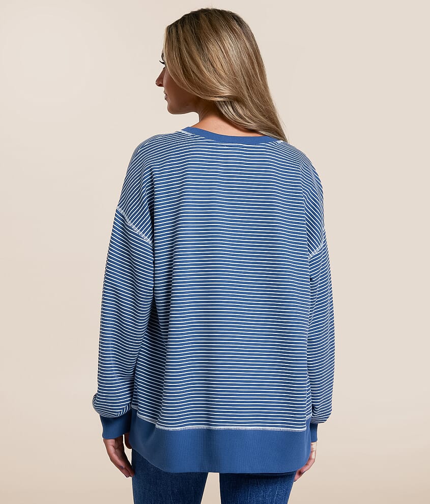 Pia Striped Henley Pullover