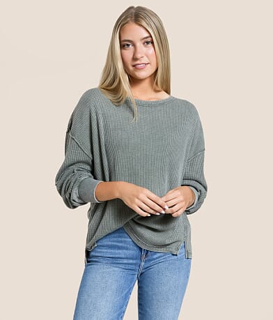 White Crow Zoe Waffle Knit Top front view