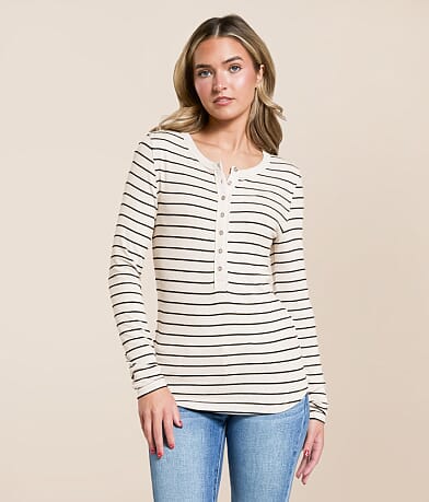 Z Supply Katya Striped Henley front view