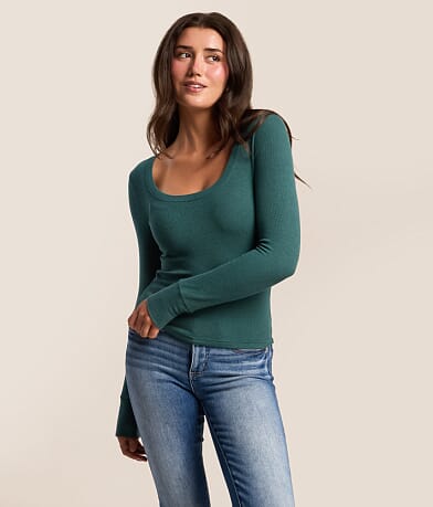 Stella Scoop Neck Heathered Top