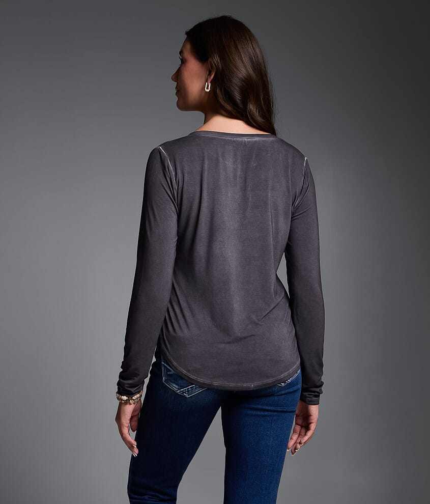 Sleek Jersey Split Neck Top