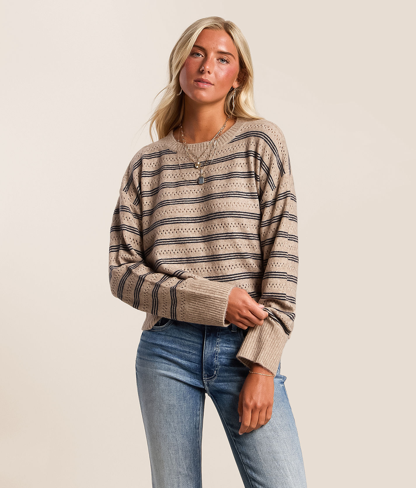 Z Supply Jill Striped Pointelle Sweater - Women's Sweaters in