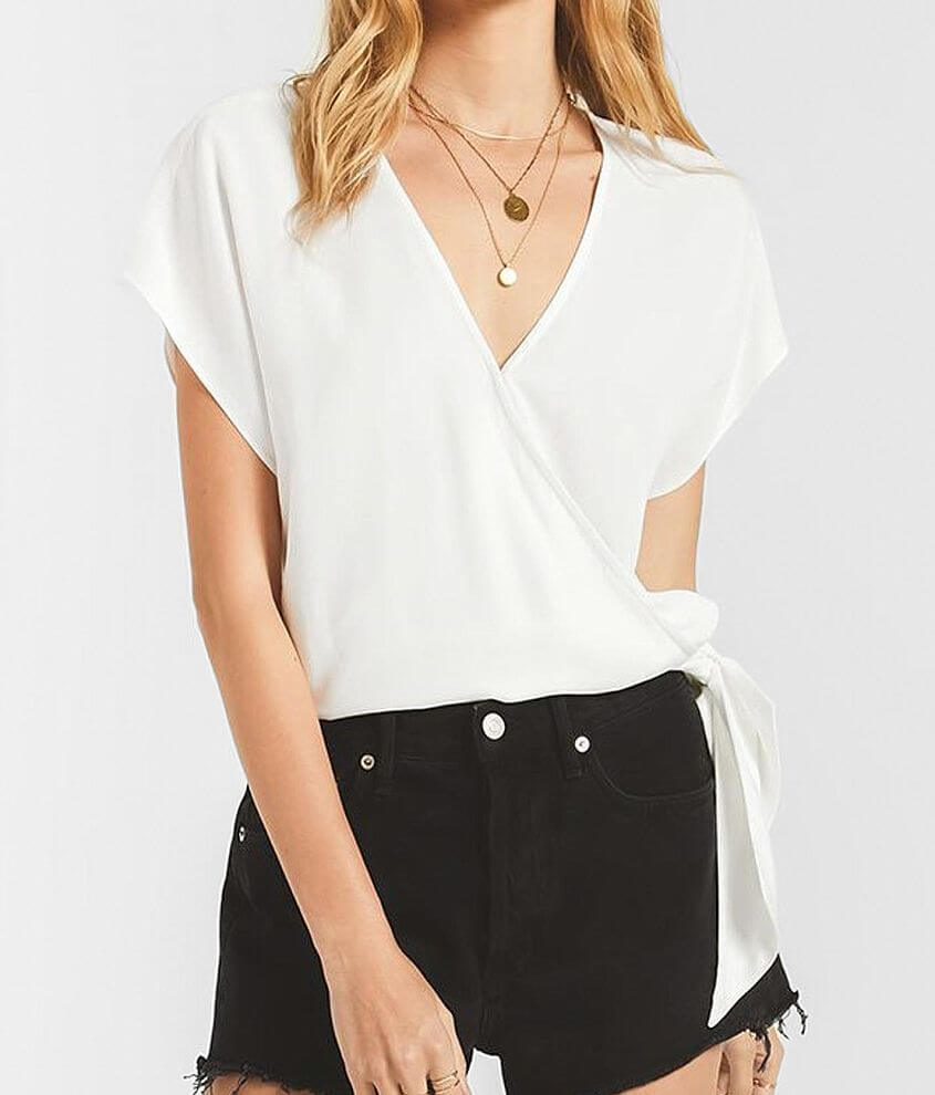 Rag Poets Diah Surplice Wrap Top - Women's Shirts/Blouses in White | Buckle