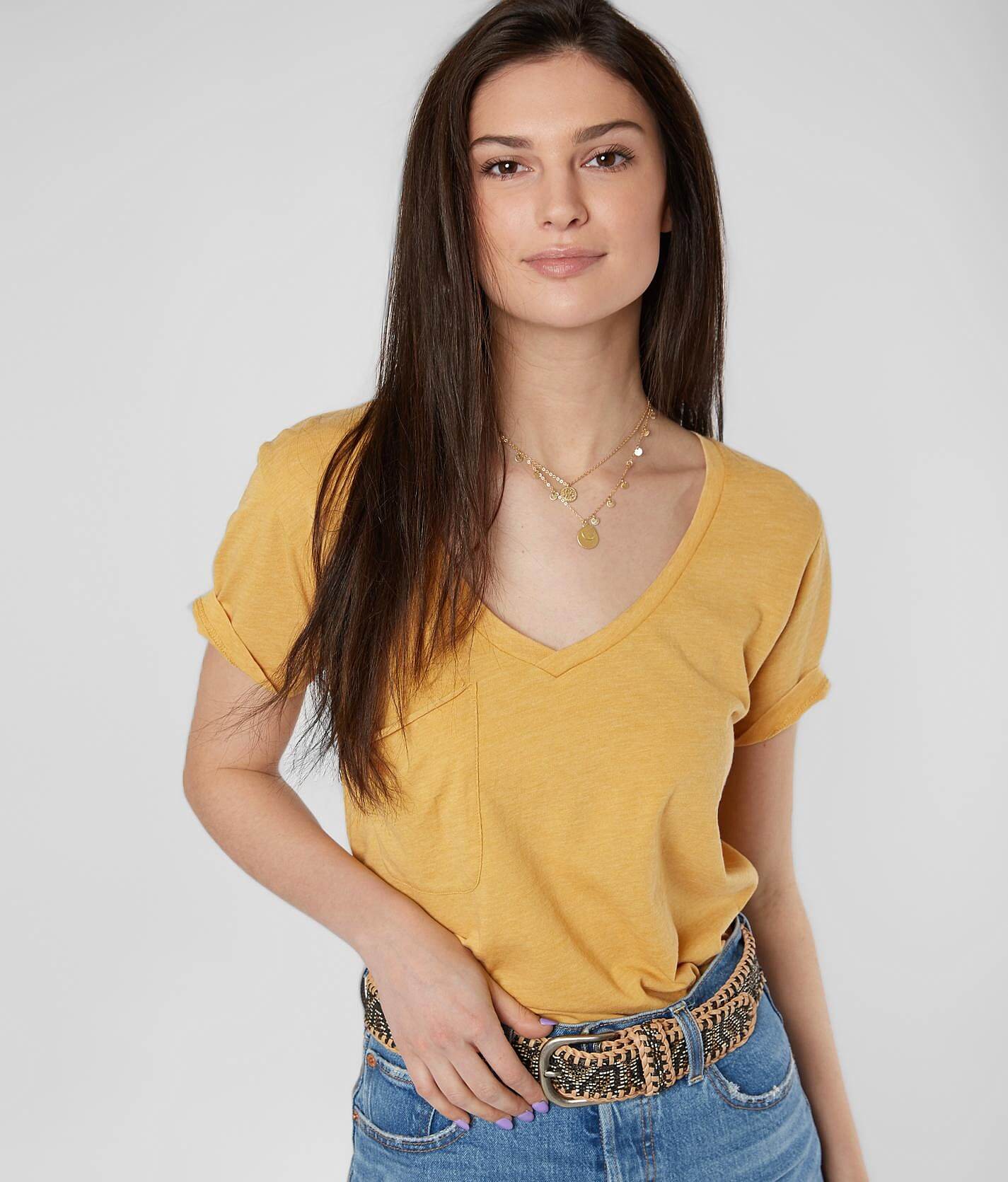 womens mustard yellow blouse