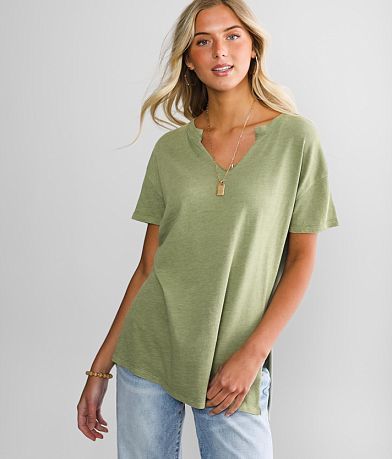 White Crow Split Neck Tunic T-Shirt front view