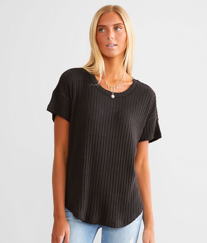 White Crow Brushed Rib Knit Top - Women's Shirts/Blouses in Black | Buckle