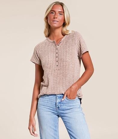 White Crow Serena Rib Henley front view