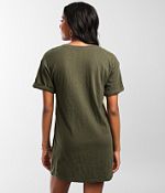 ワンピース S stamp tee dress Z Supply V Neck T Shirt Dress Flamingo ZD182359 - Free