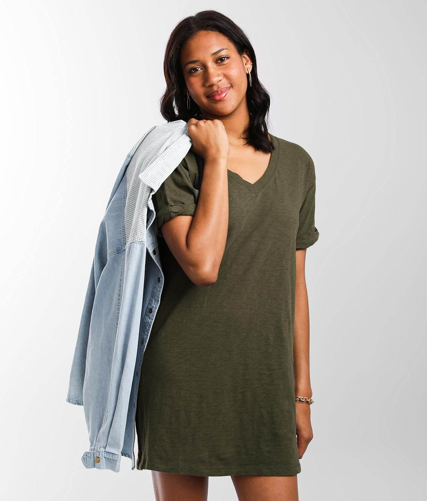 Z Supply The V-Neck T-Shirt Dress - Women's Dresses in Seaweed 