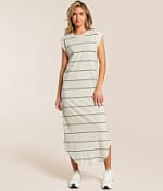 Z Supply Women's Cotton Calabasas Striped Midi Dress in Crystal/Cream | Size: Large | Buckle