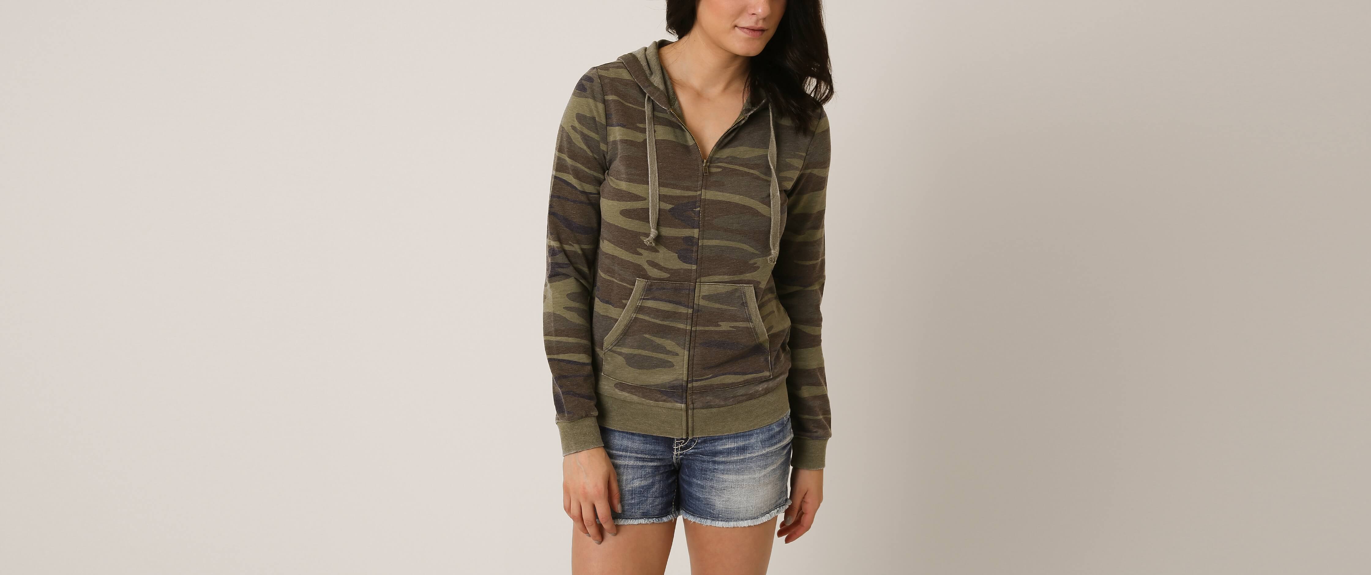 Z Supply Camo Hooded Sweatshirt Women's Sweatshirts in Camo