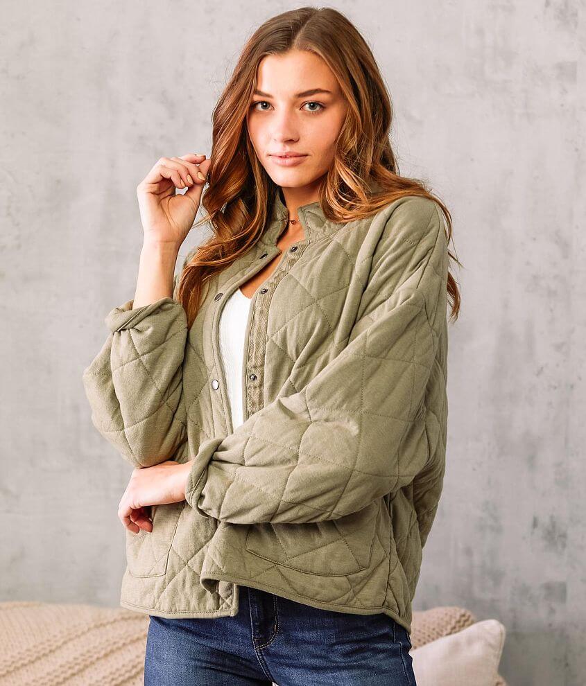 Z Supply Maya Quilted Jacket Women's Coats/Jackets in Washed Olive