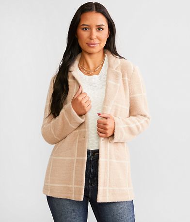 Z Supply Anna Eyelash Plaid Blazer front view