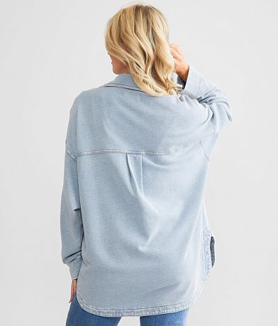Z Supply All Day Knit Denim Shirt BACK