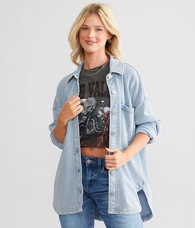 Z Supply All Day Knit Denim Shirt front view