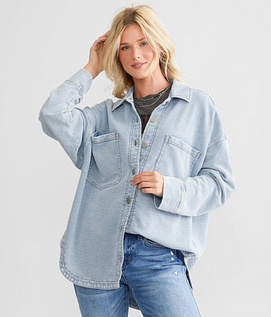 Z Supply All Day Knit Denim Shirt FULL_RIGHT_SIDE