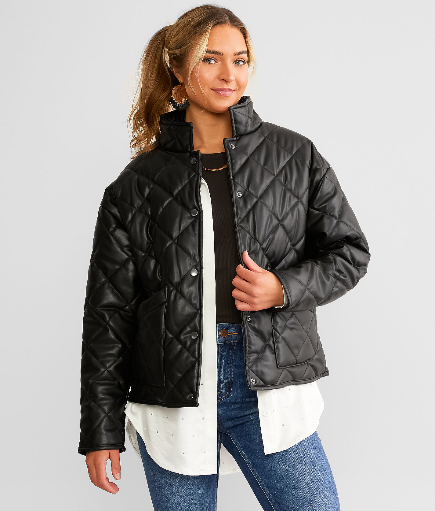 LA Hearts Faux Leather Puffer Vest