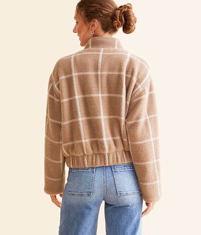 Z Supply Lex Eyelash Plaid Bomber Jacket BACK