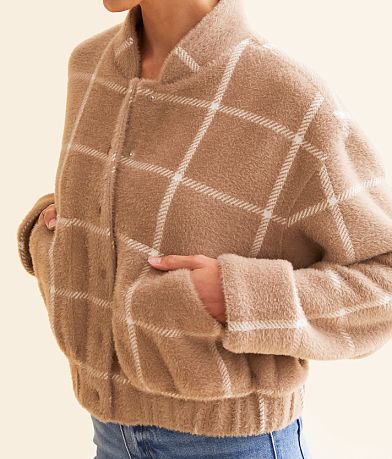 Z Supply Lex Eyelash Plaid Bomber Jacket MISC_DETAIL_1