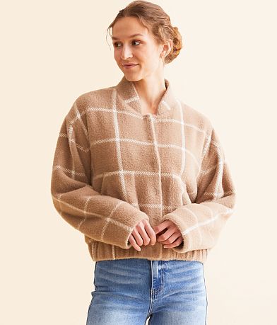 Z Supply Lex Eyelash Plaid Bomber Jacket FULL_RIGHT_SIDE