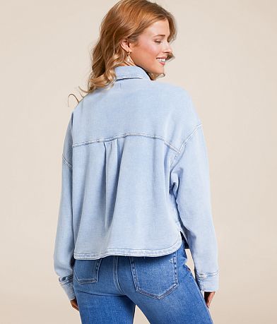 Z Supply All Day Knit Denim Cropped Jacket BACK