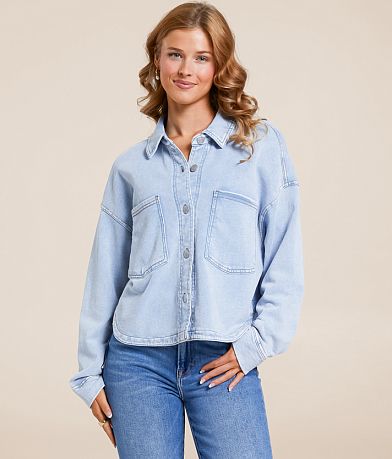 Z Supply All Day Knit Denim Cropped Jacket FULL_RIGHT_SIDE